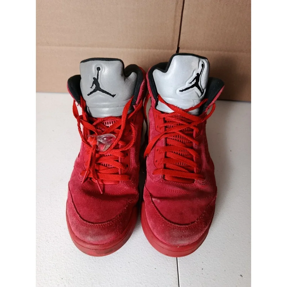 Nike Air Jordan 5 V University-Red-Suede Black Retro 2017 Sneakers Mens 12